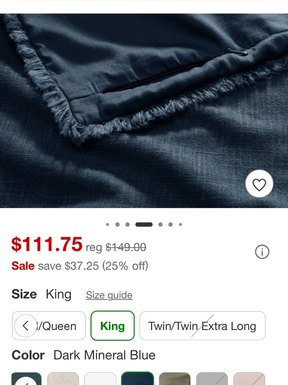 Casaluna Dark Mineral Blue Linen-Blend Duvet Cover & Sham Set
